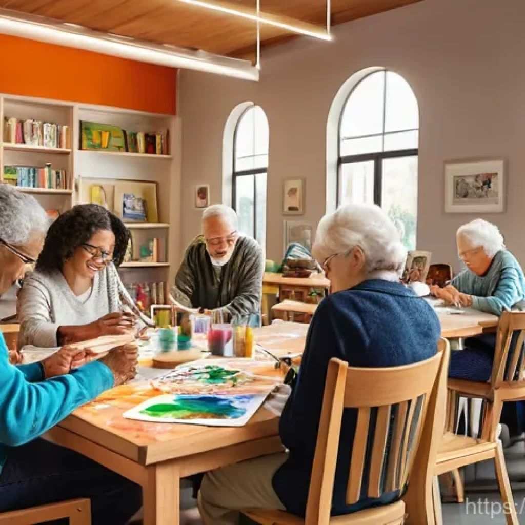 미술교육사 강의 기획과 운영 - **Image Prompt 1: Vibrant Community Art Spaces**
A diverse group of adults and seniors, all dres...